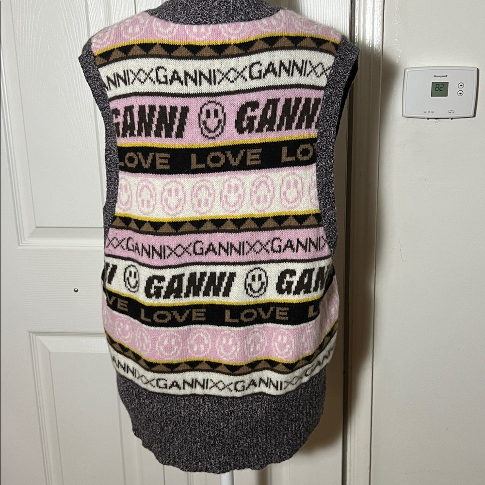 GANNI Multicolor Knit Sweater Vest Women’s Large - Picture 5 of 8